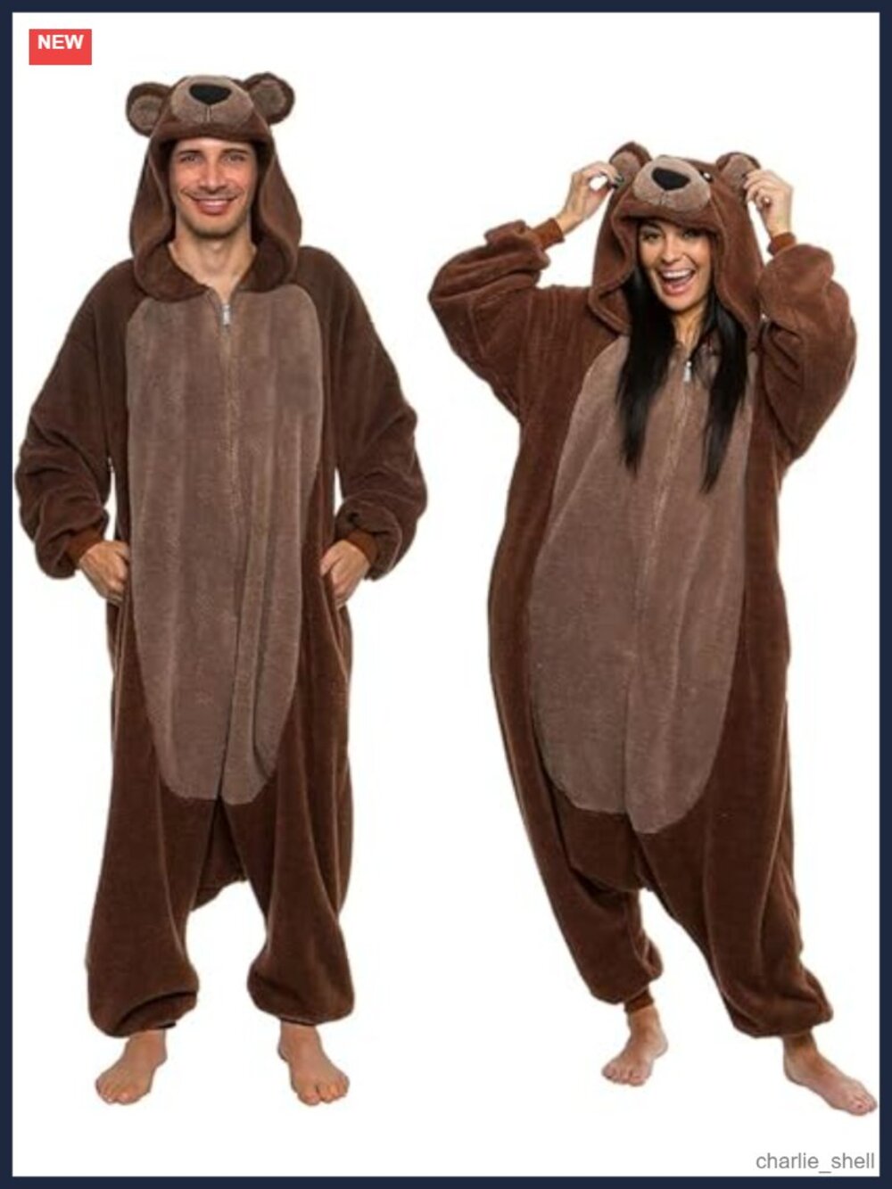 Funziez! Sherpa Bear Adult Onesie Plush Teddy Halloween Costume Zip Pajama